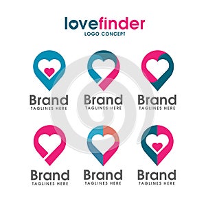 Love pin logo, love finder logo