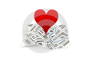 Love pin on map gps location icon isolated on