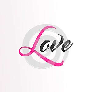 Love Pink ribbon text for Breast Cancer Awareness