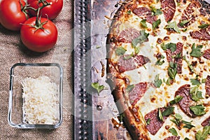 Love pizza. Baked heart-shaped homemade pizza