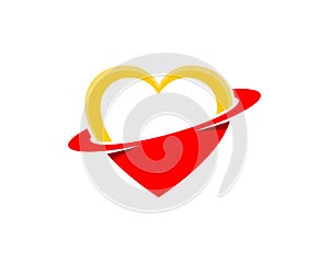 Love with planet rings logo