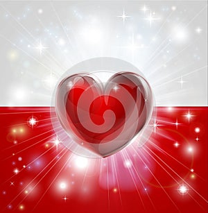 Love Poland flag heart background