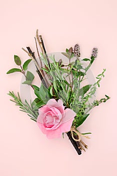 Love Potion Posy with Rose and Herbs