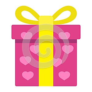 Love present flat icon, valentines day
