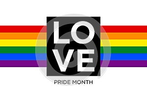 Love pride month. Colorful rainbow lgbtqia flag