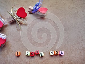 I love you quote block toy with vintage background.