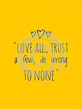 Love quote on yellow background