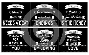 Love quotes in black