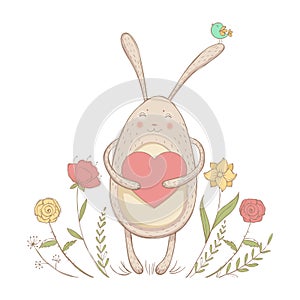 In love rabbit with heart