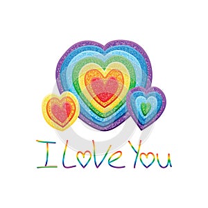 Love rainbow glitter I Love You frame