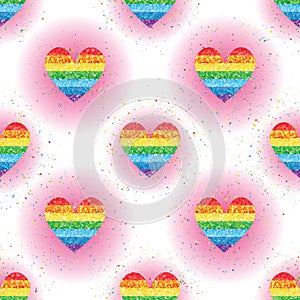 Love rainbow glitter spread seamless pattern