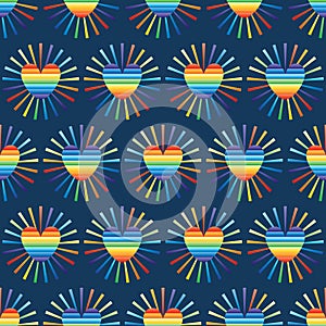 Love rainbow ray symmetry seamless pattern