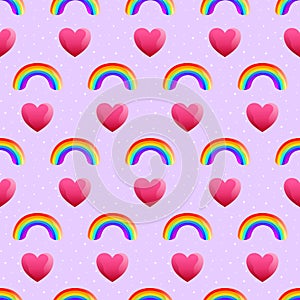 Love Rainbow Vector Seamless Pattern