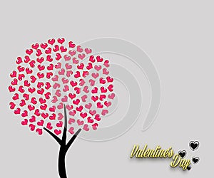 Love red tree with leaves in heart shape isolated on light color background . Happy Valentine`s day greeting card, Love iconic, I