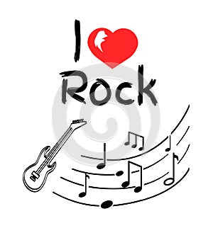 Love Rock Music Style Poster with Notes Sketches