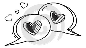 Love and romance chat bubbles with hearts for communication, vector design Generative AI