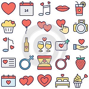 Love and Romance Vector Icons set which can easily modify or edit