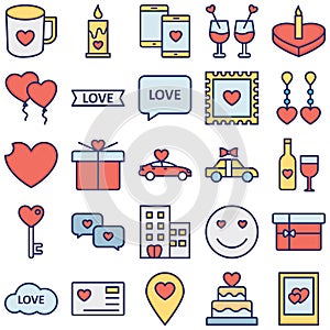 Love and Romance Vector Icons set which can easily modify or edit