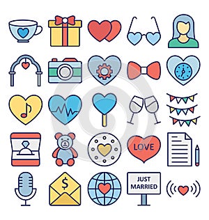 Love, Romance and Wedding Vector icons set that can be easily modified or edit