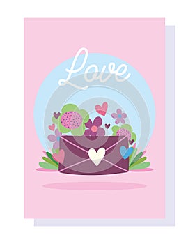 Love romantic heart mail letter card flowers banner cartoon