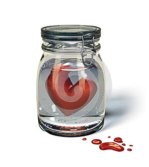 Love's sorrow: Heart in a jar.