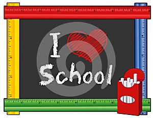 Love School, Ruler Frame, Big Red Heart, Box of Chalk