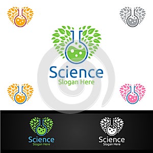 Love Science and Research Lab Logo for Microbiology, Biotechnology, Chemistry, or Education Design