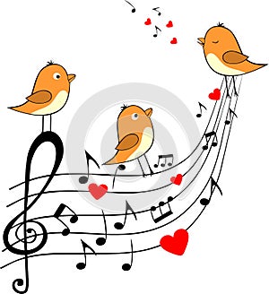 Love score with three orange birds