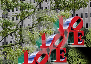 LOVE Sculpture in Philadelphia, Pennsylvania, Times Three