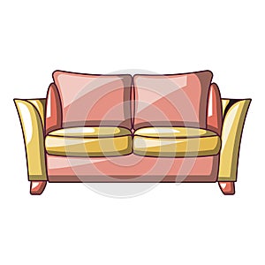 Love seat sofa icon, cartoon style