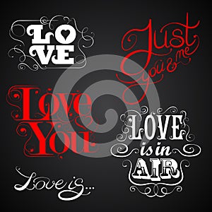 Love - set of calligraphic elements