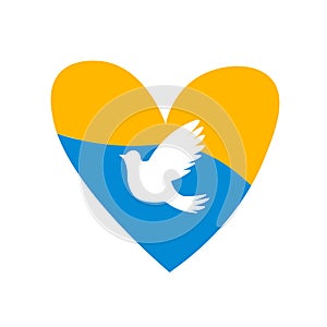 Love shape ukranian flag Dove illustration