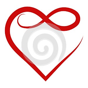 Love sign heart forever, endless romantic symbol, wedding logo heart infinity feeling love