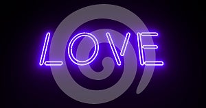 Love sign in neon illuminated advertising for nightclub or massage - 4k