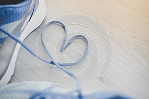 Love sign, Selective focus close up blue sport