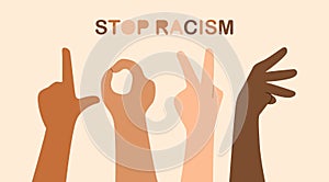 Love Sign Stop Racism Vector Illustration Concept