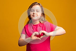 Love sign supportive kid admiration sympathy girl