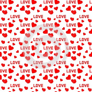 Love simples pattern for Valentines Day or wedding. Flat hearts on white background. Vector photo