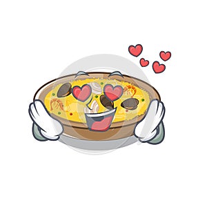 In love spanish paella dishes in cartoon shape