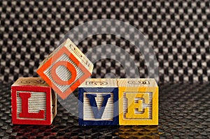 Love Spelled with colorful alphabet blocks