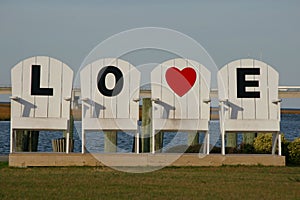 Love spelled out on large chairs