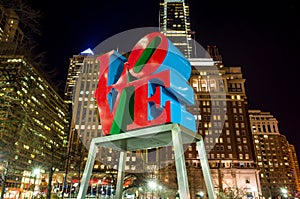 The Love statue in the Love Park Philadelphia