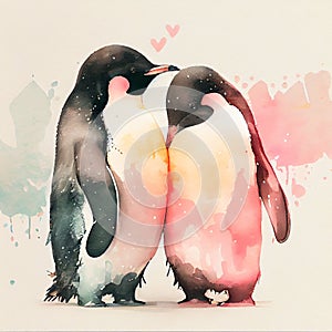 Love story of cute adorable animal couple. AI generative content