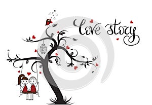 Love Story template for banner or poster. Holiday lettering