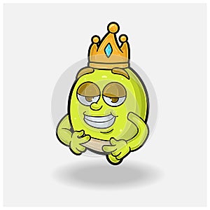 Love struck expression with Lemon Fruit Crown Mascot Character Cartoon