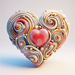 Love symbol by 3d carved cake, colorful