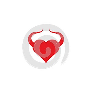 Love symbol with devil horn logo concept icon