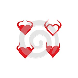 Love symbol with devil horn logo concept icon