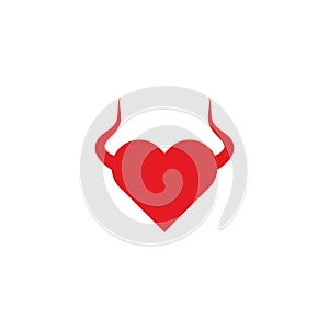 Love symbol with devil horn logo concept icon