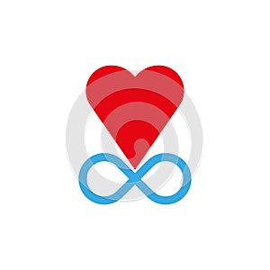 Love symbol. infinity heart icon. Vector illustration. Stock image.